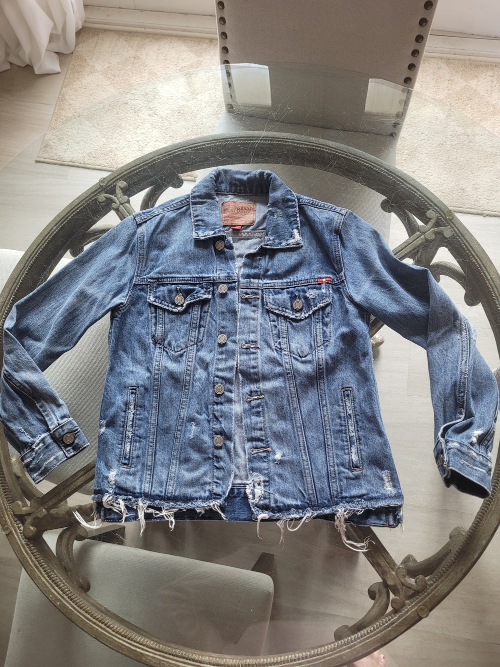 Lucky Brand Blue Distressed Denim Jacket XS